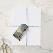 Victoriaans kerststraat scène cadeaulabel (Met Touw)