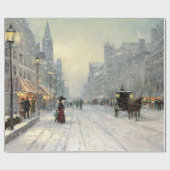 Victoriaans kerststraat scène cadeaupapier (Vlak)