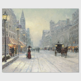 Victoriaans kerststraat scène cadeaupapier