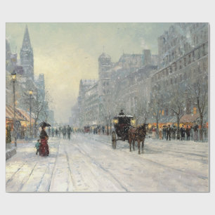 Victoriaans kerststraat scène cadeaupapier