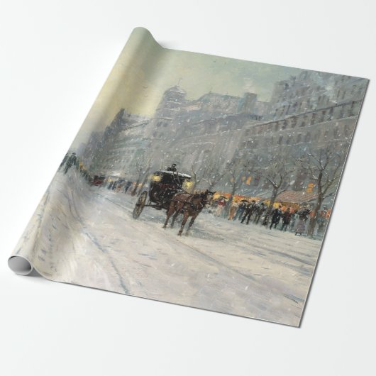 Victoriaans kerststraat scène cadeaupapier (Uitgerold)