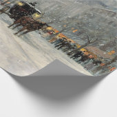 Victoriaans kerststraat scène cadeaupapier (Hoek)