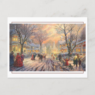 Victoriaans kerststraatscène briefkaart