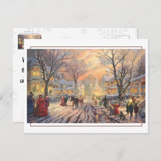 Victoriaans kerststraatscène briefkaart (Voorkant / Achterkant)