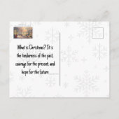 Victoriaans kerststraatscène briefkaart (Achterkant)