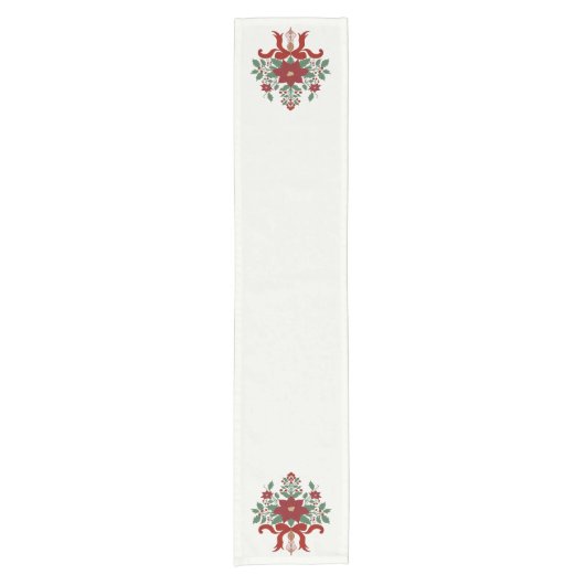 Victoriaans Kersttafel Runner – Rood & Groen Korte Tafelloper (Voorkant)