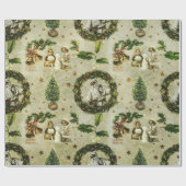 Victoriaans kersttrio II-omslagpapier Cadeaupapier (Vlak)