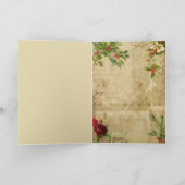 Victoriaans kerstvader Floral Ephemera Feestdagen Kaart (Binnen)