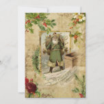 Victoriaans kerstvader Floral Ephemera Feestdagenkaart<br><div class="desc">Rijke elegante kerstsamenstelling met de oude wereldkerst met een groene robed,  met een  heilige omlijsting,  rozen,  rozen van honden en pijnbomen met  goudbloeien op een noodlijdende sepiaachtergrond.</div>