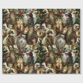 Victoriaans kerstvakantie cadeaupapier (Vlak)