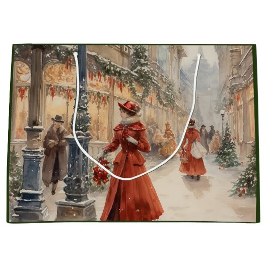 Victoriaans Kerstvakantietafereel Groot Cadeauzakje (Voorkant)