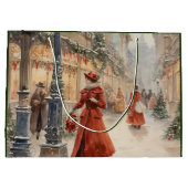 Victoriaans Kerstvakantietafereel Groot Cadeauzakje (Achterkant)