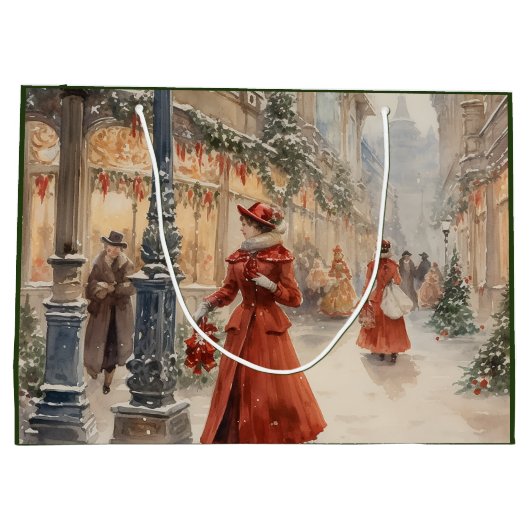 Victoriaans Kerstvakantietafereel Groot Cadeauzakje (Achterkant)