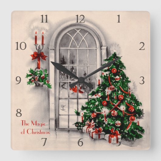 Victoriaans kerstvensterklok vierkante klok (Voorkant)