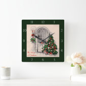 Victoriaans kerstvensterklok vierkante klok (Huis)