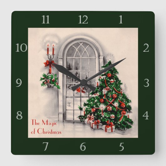 Victoriaans kerstvensterklok vierkante klok (Voorkant)