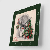 Victoriaans kerstvensterklok vierkante klok (Hoek)