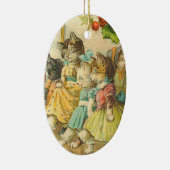 Victoriaans kerstversiering met kat keramisch ornament (Rechts)