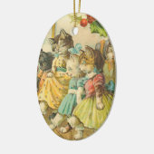 Victoriaans kerstversiering met kat keramisch ornament (Links)