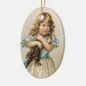 Victoriaans kerstversiering met kat keramisch ornament (Links)