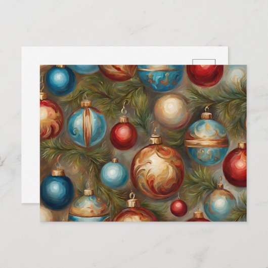 Victoriaans kerstversiering op kerstboom feestdagenkaart (Voorkant / Achterkant)