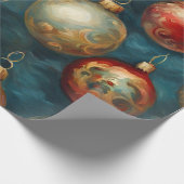 Victoriaans kerstversieringen op Elegant Blue Cadeaupapier (Hoek)