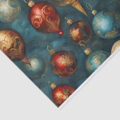 Victoriaans kerstversieringen op Elegant Blue Tissuepapier (Detail)