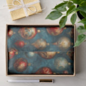 Victoriaans kerstversieringen op Elegant Blue Tissuepapier (Geschenk)