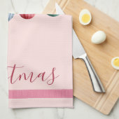 Victoriaans kerstversieringen roze theedoek (Quarter Fold)