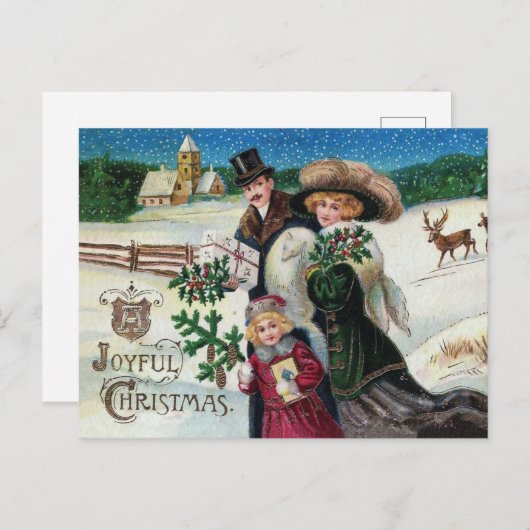 Victoriaans kerstviering briefkaart (Voorkant / Achterkant)