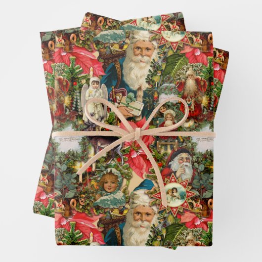 Victoriaans kerstviering inpakpapier vel (In situ)