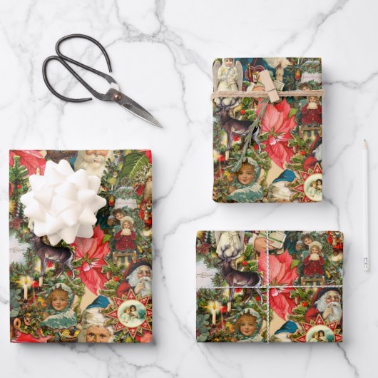 Victoriaans kerstviering inpakpapier vel (Voorkant)