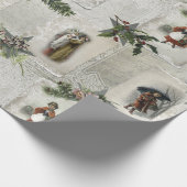 Victoriaans kerstvignetten met wintergroen cadeaupapier (Hoek)