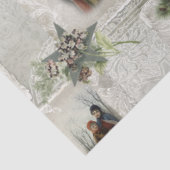 Victoriaans kerstvignetten met wintergroen tissuepapier (Detail)
