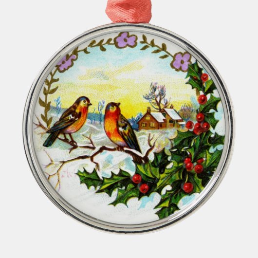 Victoriaans kerstvogels metalen ornament (Voorkant)