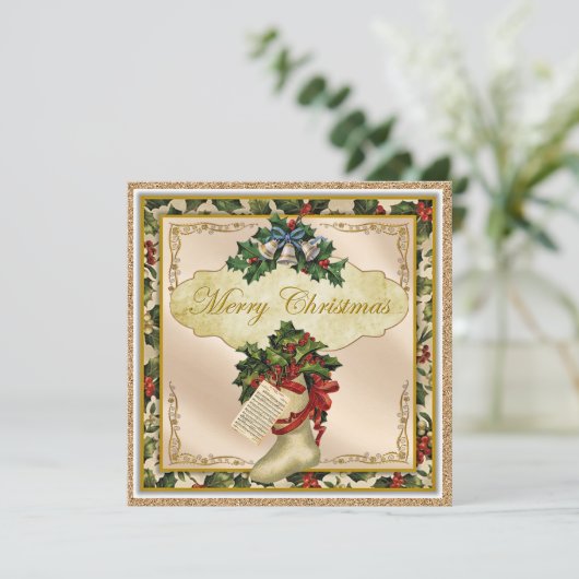  Victoriaans kerstWenskaart Bedankkaart (Staand voorkant)