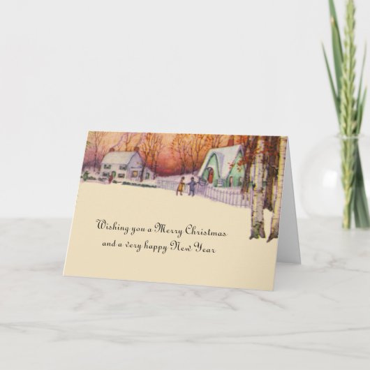  Victoriaans kerstwinterlandschap Feestdagen Kaart (Voorkant)