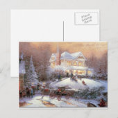 Victoriaans kerstwinterscène feestdagenkaart (Voorkant / Achterkant)