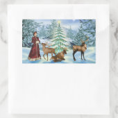 Victoriaans kerstwinterstickers rechthoekige sticker (Tas)