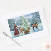 Victoriaans kerstwinterstickers rechthoekige sticker (Envelop)