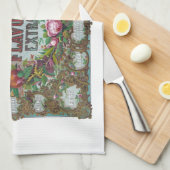 Victoriaans keuken voor het bakken van bloemvruch theedoek (Quarter Fold)