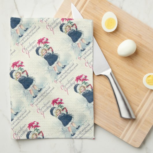 Victoriaans keukenhanddoeken met kerstcadeautjes v (Quarter Fold)