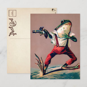 Victoriaans kikker met Pistool Briefkaart