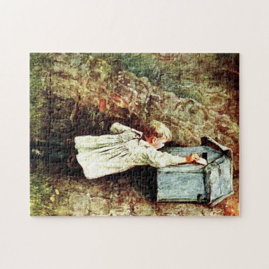 Victoriaans kind dat een brief post legpuzzel (Horizontaal)