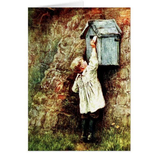 Victoriaans kind dat een briefkaart verzendt (Voorkant)