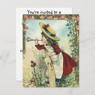 Victoriaans kind, Girl Bugle Birthday Party Kaart