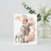 Victoriaans Kind Lamb Kersenboom Briefkaart (Staand voorkant)