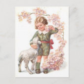 Victoriaans Kind Lamb Kersenboom Briefkaart (Voorkant)