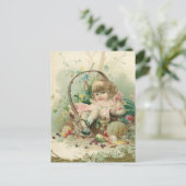  Victoriaans kind, meidenlentesmandje Briefkaart (Staand voorkant)