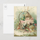  Victoriaans kind, meidenlentesmandje Briefkaart (Voorkant / Achterkant)